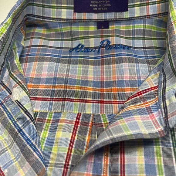 Alan Flusser Button Down Collar Pocket Double Button Sleeves Multicolored - Picture 2 of 7